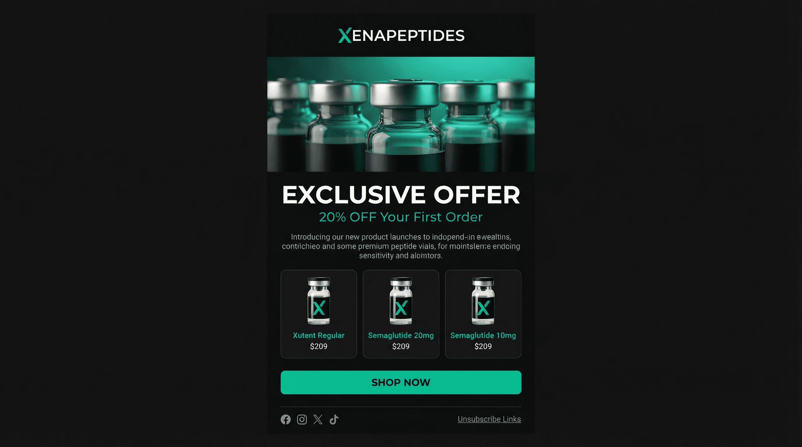 XenaPeptides newsletter visual
